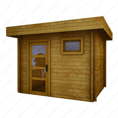 Abri en bois massif 7,5m² MODERNE teinté marron - madriers 40mm Gardy Shelter Ma boutique