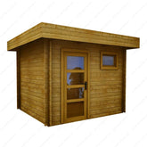 Abri en bois massif 7,5m² MODERNE teinté marron - madriers 40mm Gardy Shelter Ma boutique