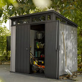 Abri en résine brossée monopente Brossium 4,7m² + plancher Keter Ma boutique