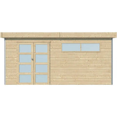 Abri Kasuko XXL 18,67m² en bois massif 28mm avec profils de coins en aluminium + porte et 2 fenêtres – Gardenas Ma boutique