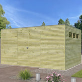 Abri Qube 12,6m² en bois traité autoclave 27mm avec porte double battante + fenêtre – Gardenas Ma boutique