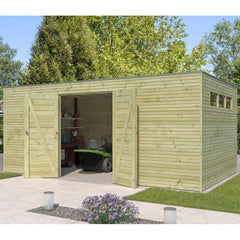 Abri Qube 15,3m² en bois en bois traité autoclave 27mm avec porte double battante + fenêtre – Gardenas Ma boutique