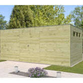 Abri Qube 15,3m² en bois en bois traité autoclave 27mm avec porte double battante + fenêtre – Gardenas Ma boutique