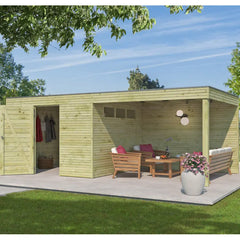 Abri Qube + extension 12m² en bois traité autoclave 27mm – Gardenas Ma boutique