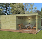 Abri Qube + extension 18m² en bois traité autoclave 27mm – Gardenas Ma boutique