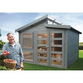 Abri serre en bois massif 28mm - 8,91m² toit gradin SOLID Ma boutique