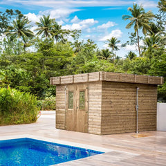 Abri Thalasso 11,22m² en bois thermo traité toit plat en acier HABRITA Ma boutique