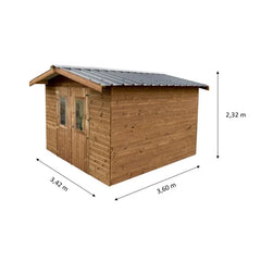 Abri Thermabri 12,31m² en bois thermo traité toiture en acier HABRITA Ma boutique