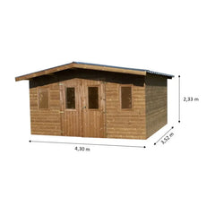 Abri Thermabri 15,14m² en bois thermo traité toiture en acier HABRITA Ma boutique