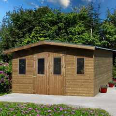 Abri Thermabri 19,69m² en bois thermo traité toiture en acier HABRITA Ma boutique