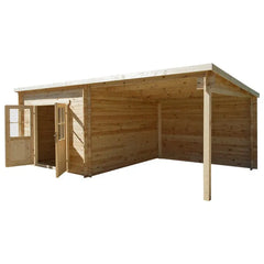 Abri toit plat 9m² PLUS + terrasse couverte latérale 9m² Gardy Shelter Ma boutique