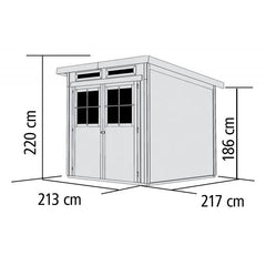 Abri toit plat en bois massif 19mm 4.62m² Glücksburg 3 - Karibu Ma boutique