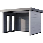 Auvent de jardin en acier galvanisé gris blanc 10,7m² Singolo 3630 avec 2 fenêtres - Telluria Ma boutique