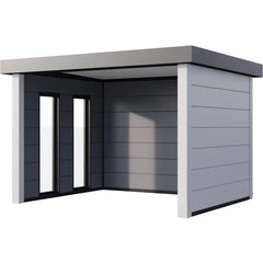 Auvent de jardin en acier galvanisé gris blanc 10,7m² Singolo 3630 avec 2 fenêtres - Telluria Ma boutique