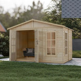 Bureau de jardin - 303x199cm - avec plancher et bardeaux bitumineux gris - Timbela Ma boutique