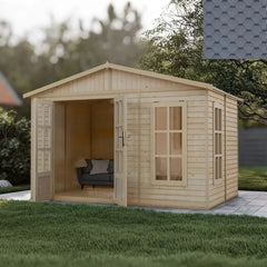 Bureau de jardin - 303x199cm - avec plancher et bardeaux bitumineux gris - Timbela Ma boutique