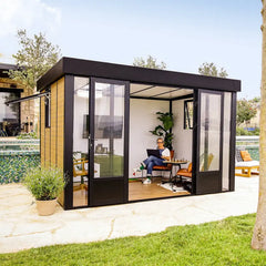 Studio de jardin en aluminium et bois composite 10,1m² - isolation triple paroi Copenhagen – Canopia by Palram Ma boutique