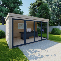 Bureau de jardin en bois massif 11,8m² - madriers 40mm Gardy Shelter Ma boutique