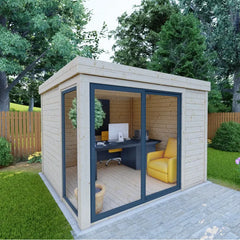 Bureau de jardin en bois massif 8,88m² - madriers 40mm Gardy Shelter Ma boutique