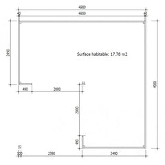 Bureau de jardin en bois massif avec terrasse 18,6m² - madriers 40mm traités et teintés marron Gardy Shelter Ma boutique