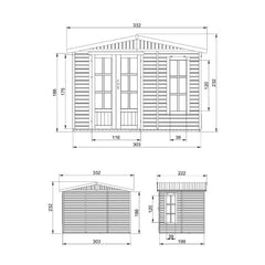 Bureau de jardin en panneaux 17mm - 303x199cm - avec plancher - Timbela Ma boutique