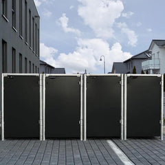 Cache-poubelle 4 compartiments Müllbox en aluminium noir 4x240L – HIDE ESPACE EMERAUDE