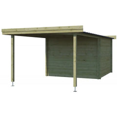 Chalet moderne Oregon 9,6m² + extension 300cm en bois traité 28mm avec porte double vitrée - Gardenas Ma boutique