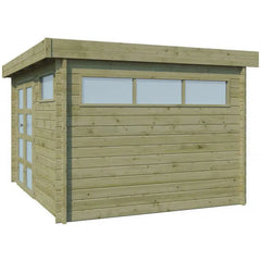 Chalet Moderne 11,84m² en bois traité 44mm avec porte double vitrée+2 fenêtres - Gardenas Ma boutique