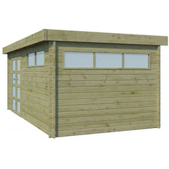 Chalet Moderne 16,74m² en bois traité 44mm avec porte double vitrée+2 fenêtres - Gardenas Ma boutique