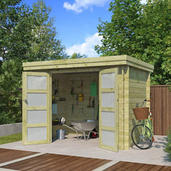 Chalet moderne Oregon 6,86m² en bois traité 28mm avec porte double vitrée - Gardenas Ma boutique