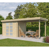 Chalet moderne Oregon 6,86m² + extension 300cm en bois massif 28mm avec porte double vitrée - Gardenas Ma boutique