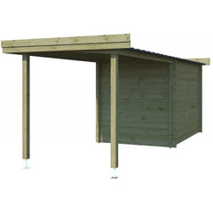 Chalet moderne Oregon 6,86m² + extension 300cm en bois traité 28mm avec porte double vitrée - Gardenas Ma boutique