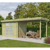 Chalet moderne Oregon 6,86m² + extension 300cm en bois traité 28mm avec porte double vitrée - Gardenas Ma boutique