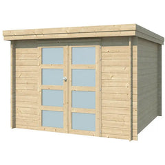 Chalet moderne Oregon 9,6m² en bois massif 28mm avec porte double vitrée - Gardenas Ma boutique