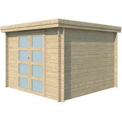 Chalet moderne Oregon 9,6m² en bois massif 28mm avec porte double vitrée - Gardenas Ma boutique