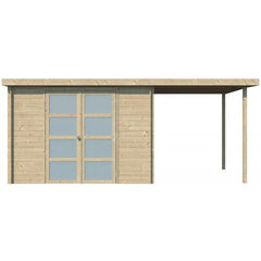 Chalet moderne Umea 8,5m² + extension 200cm en bois massif 19mm avec porte double vitrée - Gardenas Ma boutique