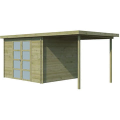 Chalet moderne Umea 8,5m² + extension 200cm en bois traité 19mm avec porte double vitrée - Gardenas Ma boutique