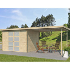 Chalet moderne Umea 8,5m² + extension 300cm en bois massif 19mm avec porte double vitrée - Gardenas Ma boutique
