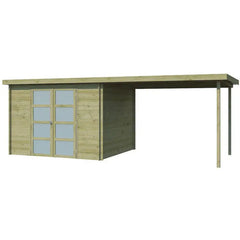 Chalet moderne Umea 8,5m² + extension 300cm en bois traité 19mm avec porte double vitrée - Gardenas Ma boutique