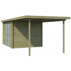 Chalet moderne Umea 8,5m² + extension 300cm en bois traité 19mm avec porte double vitrée - Gardenas Ma boutique