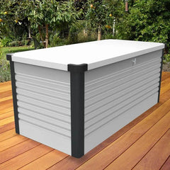 Coffre de rangement en métal blanc 1000L Patio Box 1,46m² TRIMETALS ESPACE EMERAUDE