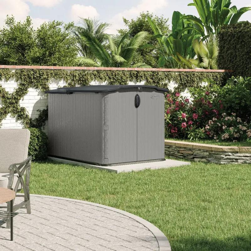 Coffre multifonctions en PE 35mm gris foncé 2800L + plancher Slidetop - SUNCAST ESPACE EMERAUDE