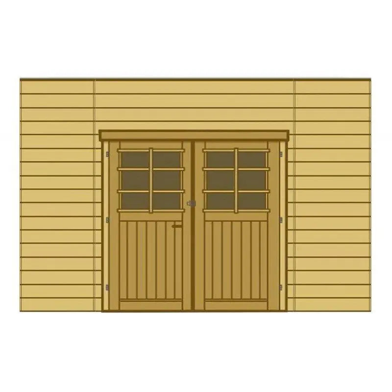 Paroi frontale avec double porte 480x245cm pour carport modulable en bois traité autoclave - SOLID Ma boutique