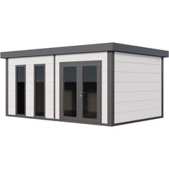Pavillon de jardin en acier galvanisé blanc + angles gris 19,3m² Luminato 5436 avec 2 fenêtres - Telluria Ma boutique