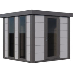 Pavillon de jardin en acier galvanisé gris clair 5,7m² Luminato 2424 avec 2 fenêtres - Telluria Ma boutique