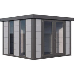 Pavillon de jardin en acier galvanisé gris clair 8,9m² Luminato 3030 avec 2 fenêtres - Telluria Ma boutique