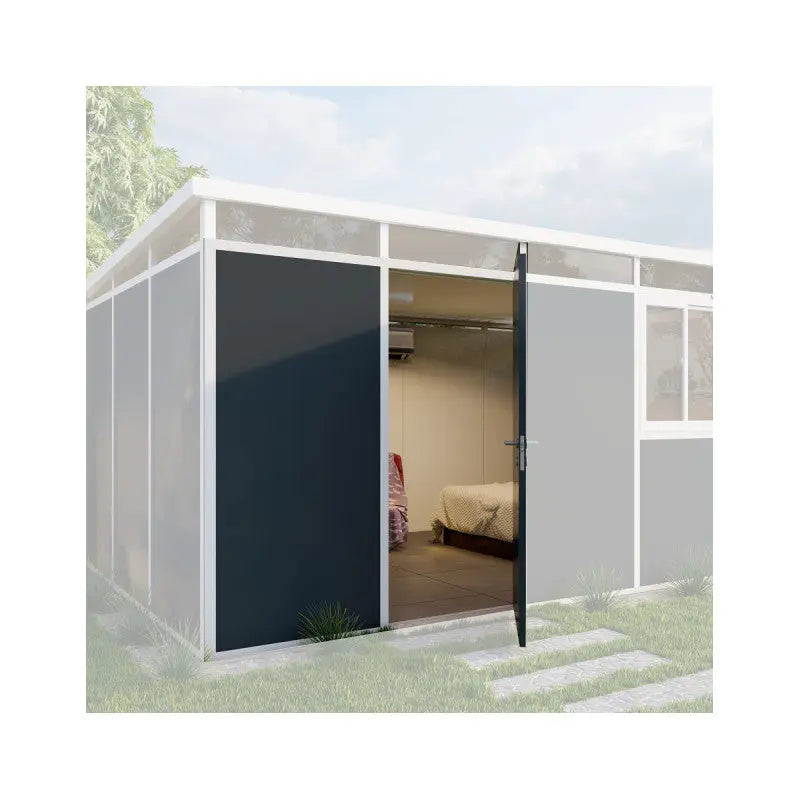 Porte double en remplacement de la porte simple anthracite avec structure blanche - Everbox Ma boutique