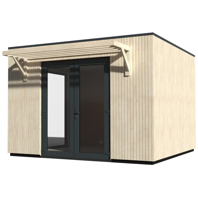 Studio Como modulable isolé en bois blanc 13m² avec double porte vitrée - Décor et Jardin Ma boutique