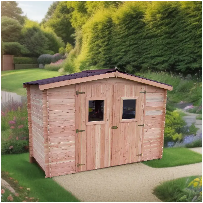 Abri de jardin en Douglas DALIA 5,24m² madriers 20mm + couverture Onduline - HABRITA Ma boutique