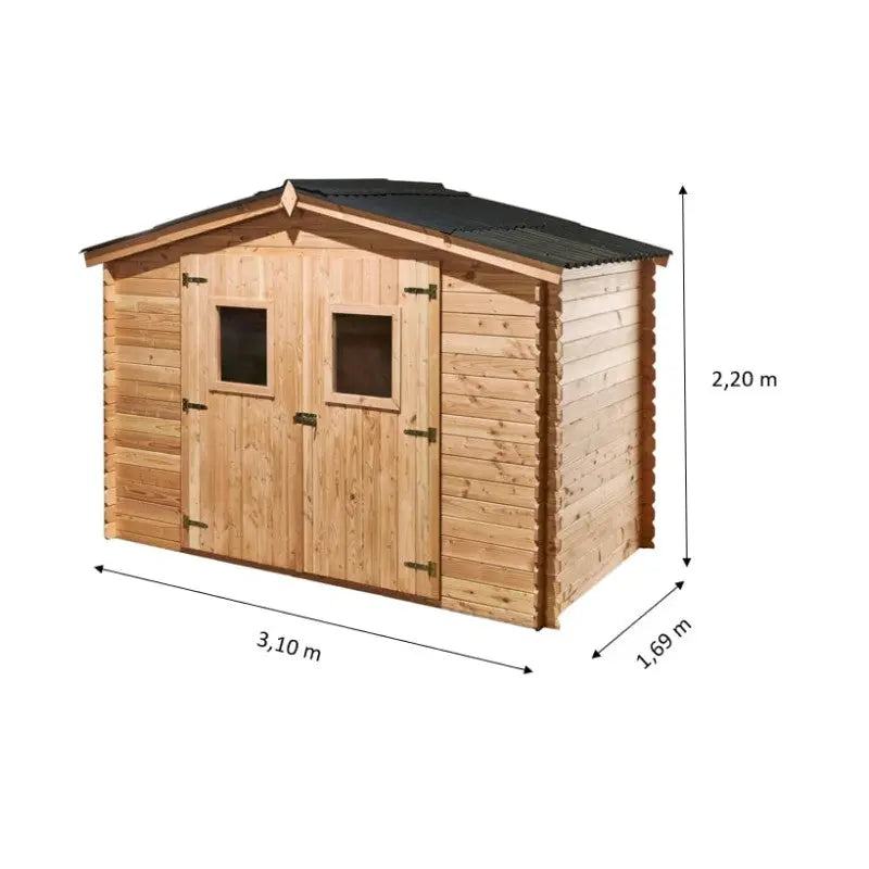 Abri de jardin en Douglas DALIA 5,24m² madriers 20mm + couverture Onduline - HABRITA Ma boutique